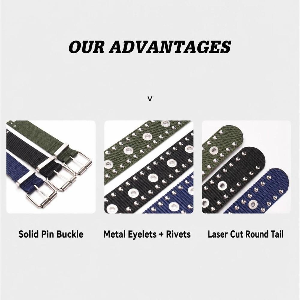Full Metal Eyelet Nylon Waist Belt Hollow Out Punk Style Belt Streetwear Belt  For Men Women