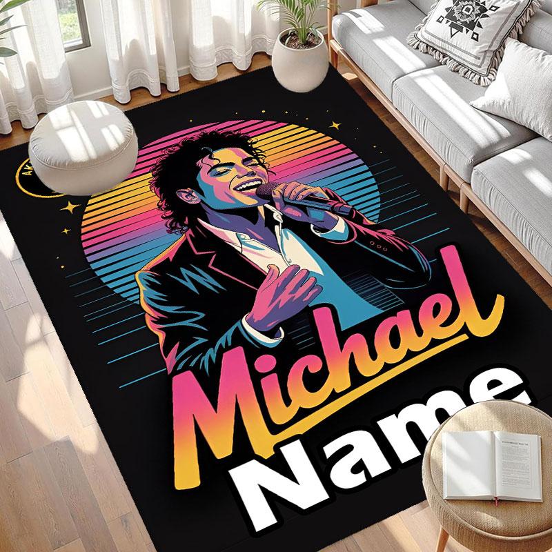 Custom Name Personalized Michael Jackson Print Carpet, Versatile Home Decor Rug, for Playroom, Apartment, Balcony, Entryway, Hallway Gift