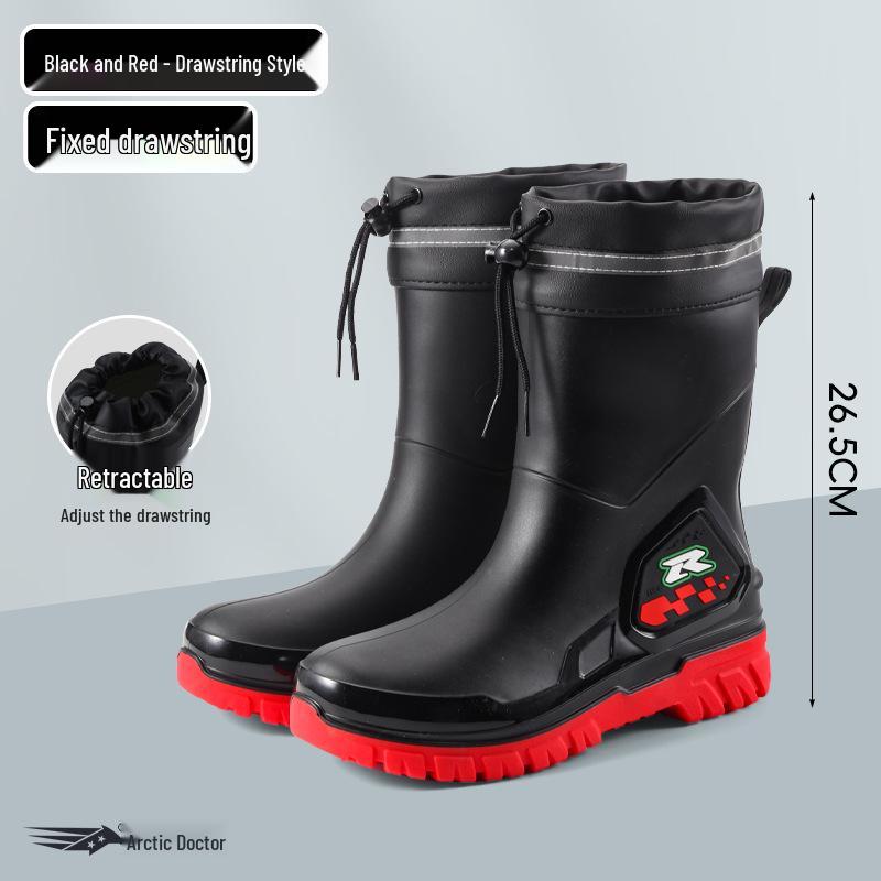 Men's Warm Non-Slip Durable Rain Boots for Food Delivery, Fishing, and Gardening