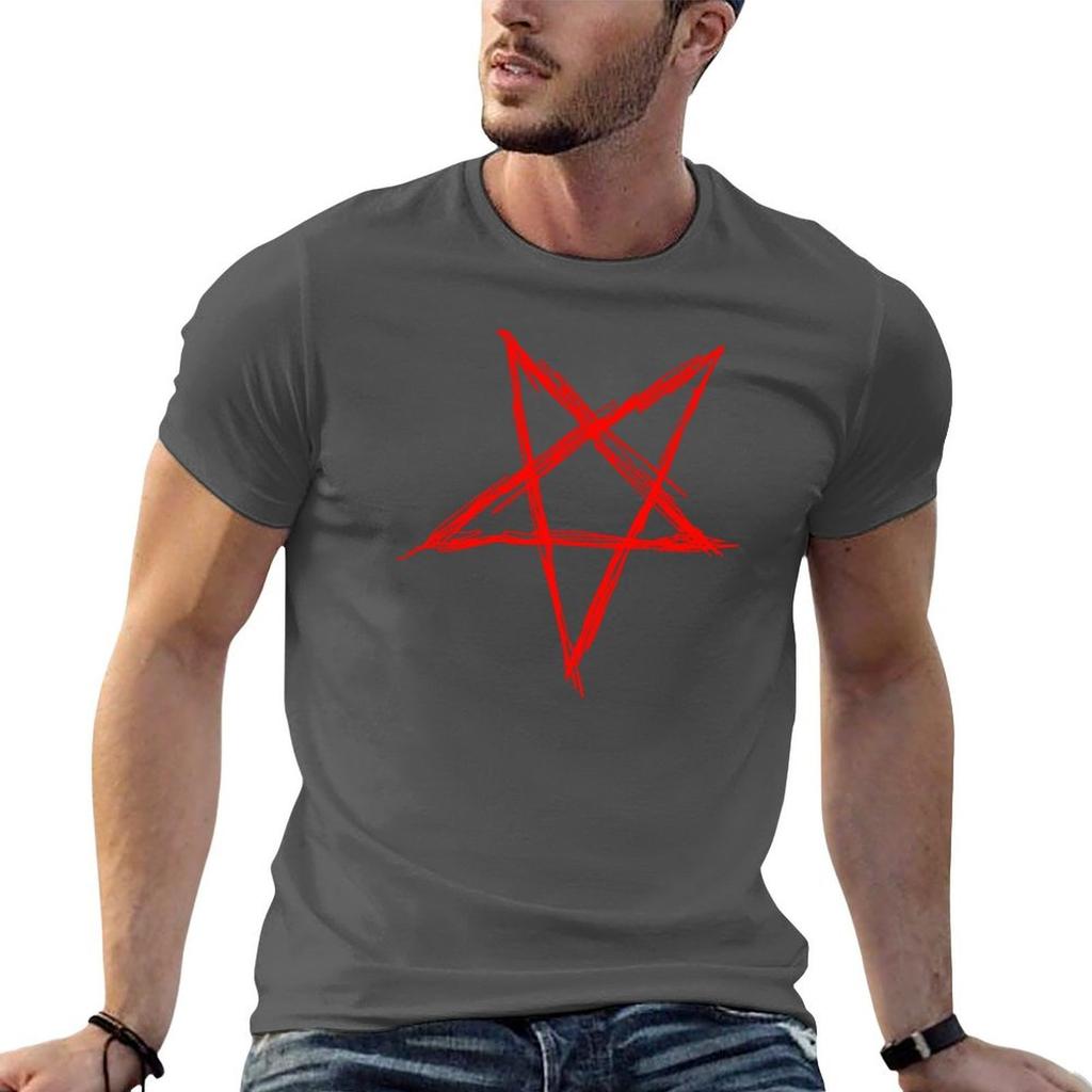 Pentagram red TShirt man t shirt designer t shirts for man graphic funny TShirt