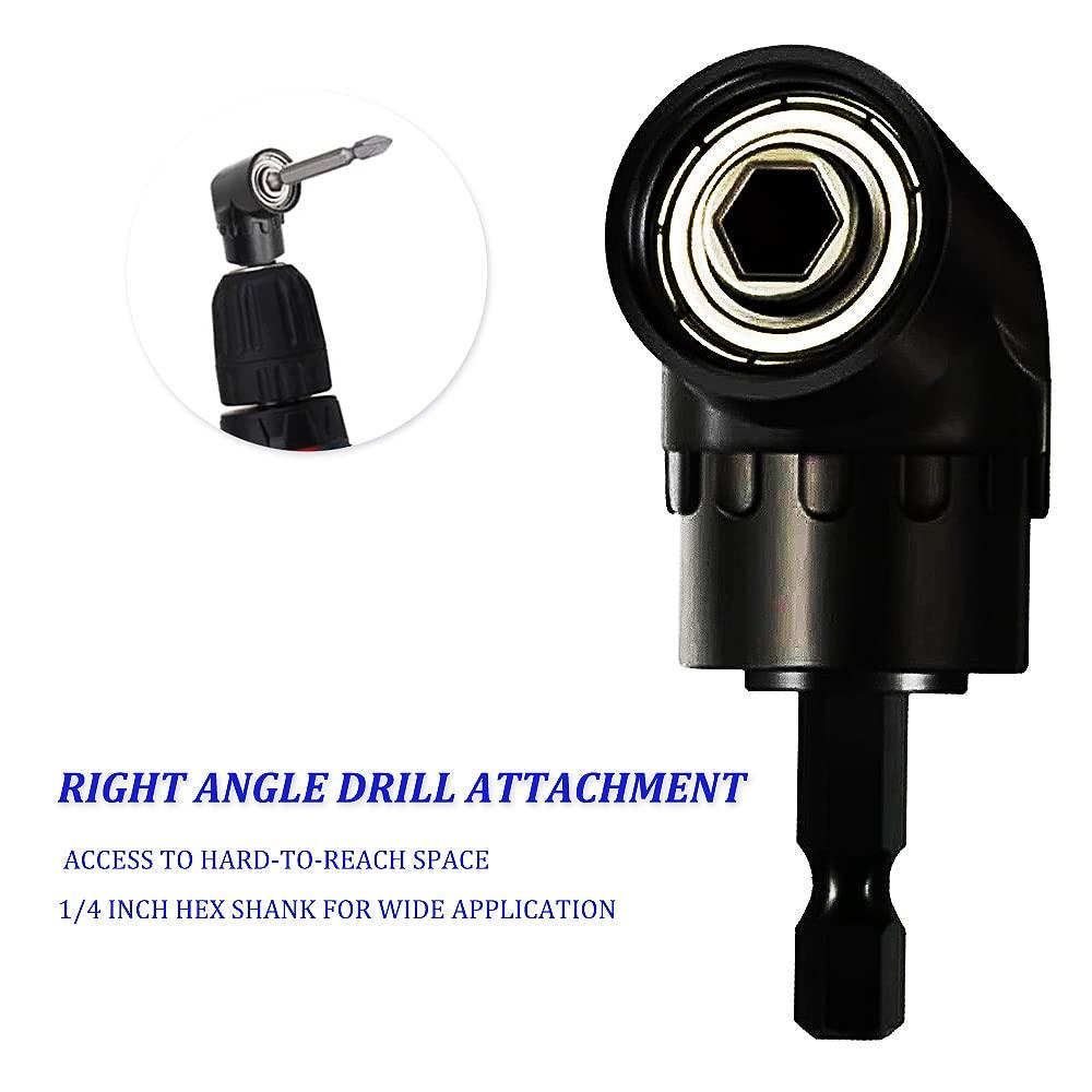 Right Angle Drill Attachment Impact Angled Magnetic Drill Bit Holder Swivel Drill Bit Impact Extension Set for Tight Spaces Adapter, 105° Driver,