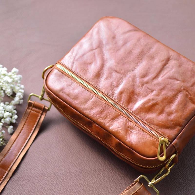 Men's Genuine Leather Crossbody Shoulder Bag, Retro Korean Style, Versatile for Women, New Trend.