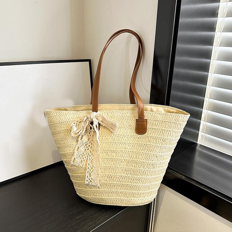 

Соломенная сумка женская большая вместимость новая пляжная соломенная сумка для отпуска плетеная сумка-ведро для поездок на работу