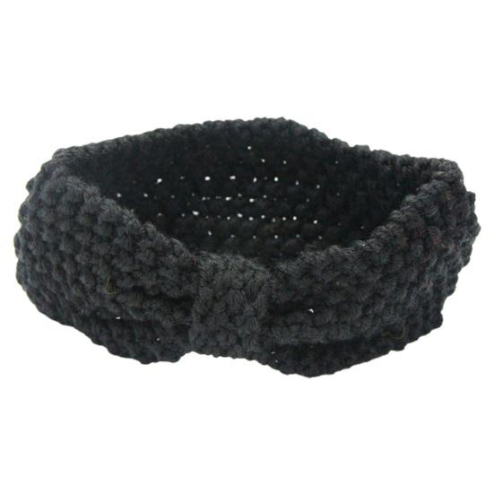 

Милая теплая зимняя повязка для волос для маленьких девочек, вязаная крючком повязка на голову с бантом чёрный