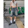 American retro washed design straight five-point jeans men's and women's summer trendy brand old loose casual shorts