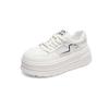 Muffin Platform White Shoes Women's Summer Thin Mesh Breathable Leather Splicing Comfortable and Lightweight Casual Board Shoes