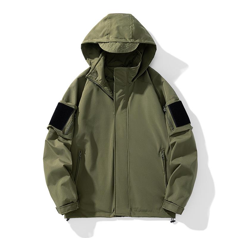 

2023 Men s Patchwork Hooded Jacket - Plus Size Available 3XL армія зелений колір