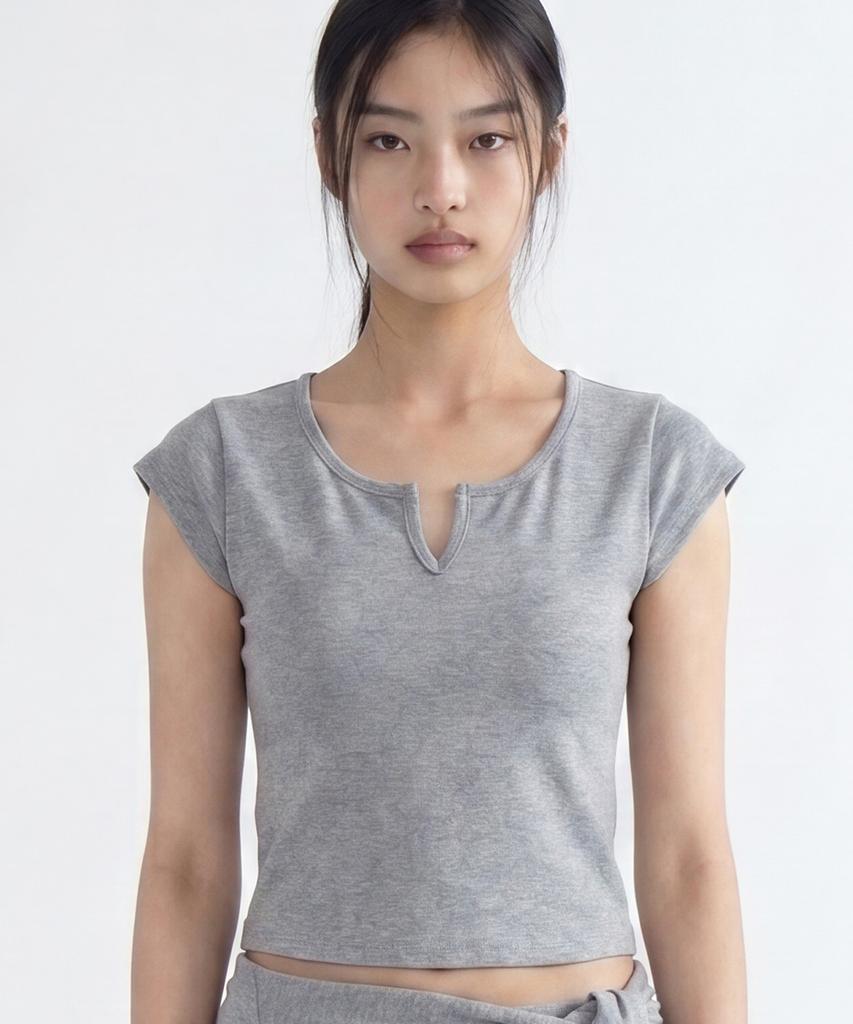 Jemjempaladi Bonnie Crop Top Melange Grey
