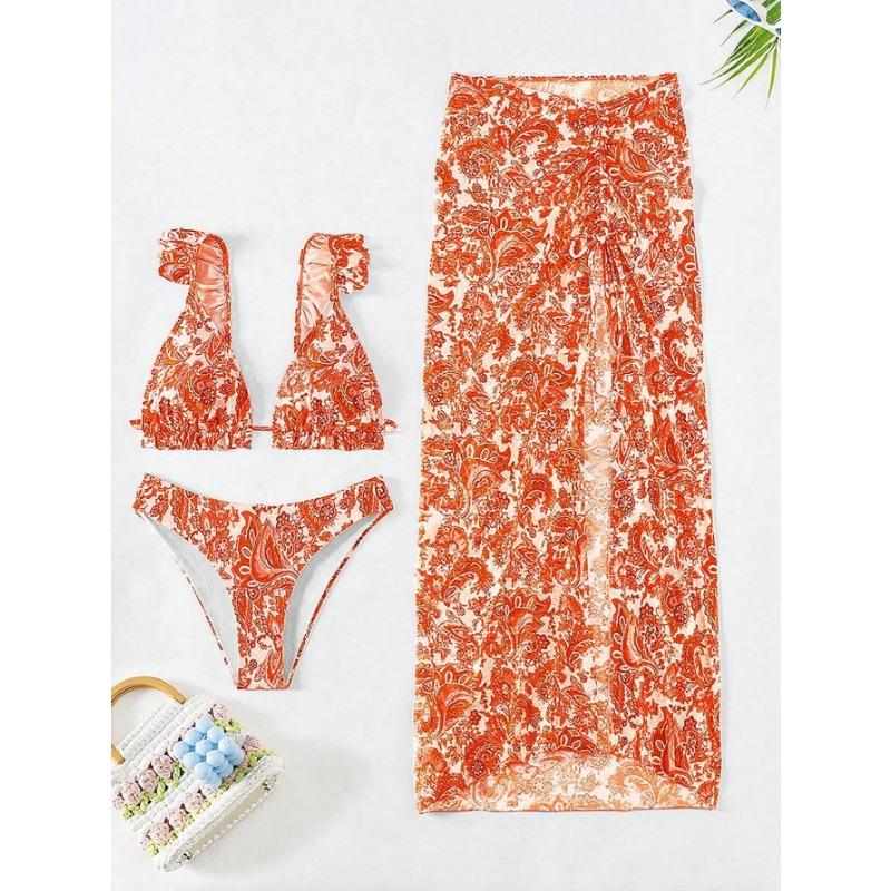 Women S Three Piece Printed Bikini Set Sexy European American Style
