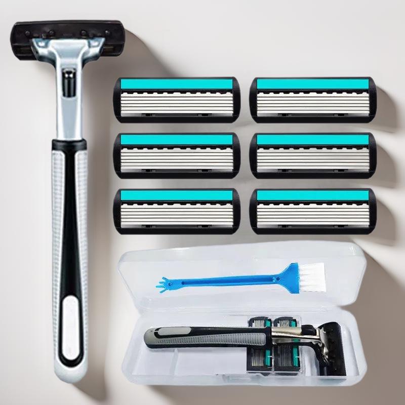 Gillette Six-Layer Manual Razor Blades for Beard Shaving - Old-Fashioned Shaving Style