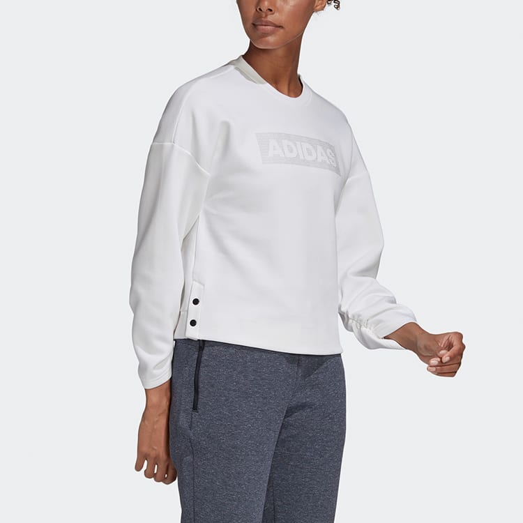 Adidas Sweatshirts Women's White Crew Neck Moderate Regular FR5980