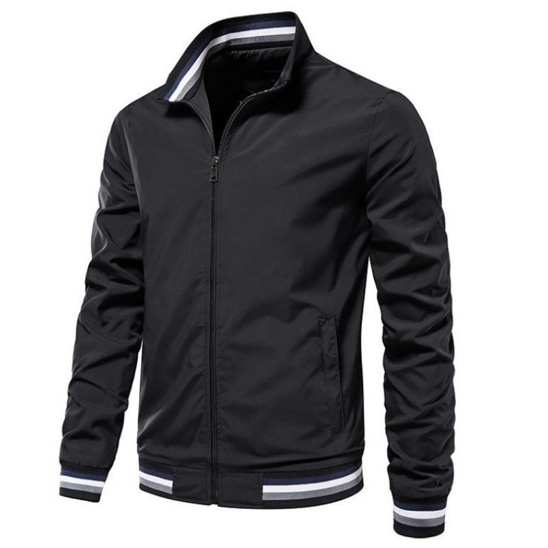 Casual Stand Collar Autumn and Winter Versatile Sports Solid Color Jacket Men's Clothing