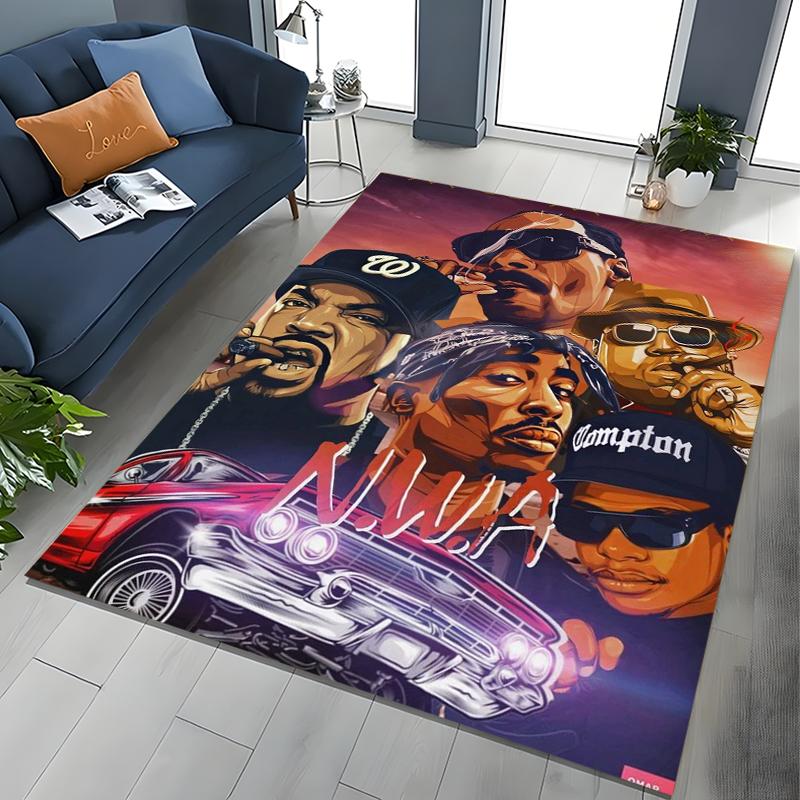Tupac 2pac Rapper Eminem Hip Hop Rap God Art Rug for Bedroom Living Room Sofa Home Doormat Decor, Large Kids Non-slip Floor Mat