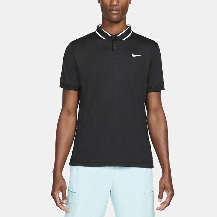Nike Polo Shirts Men's Black Crew Neck Moderate Straight Fit CW6848-010