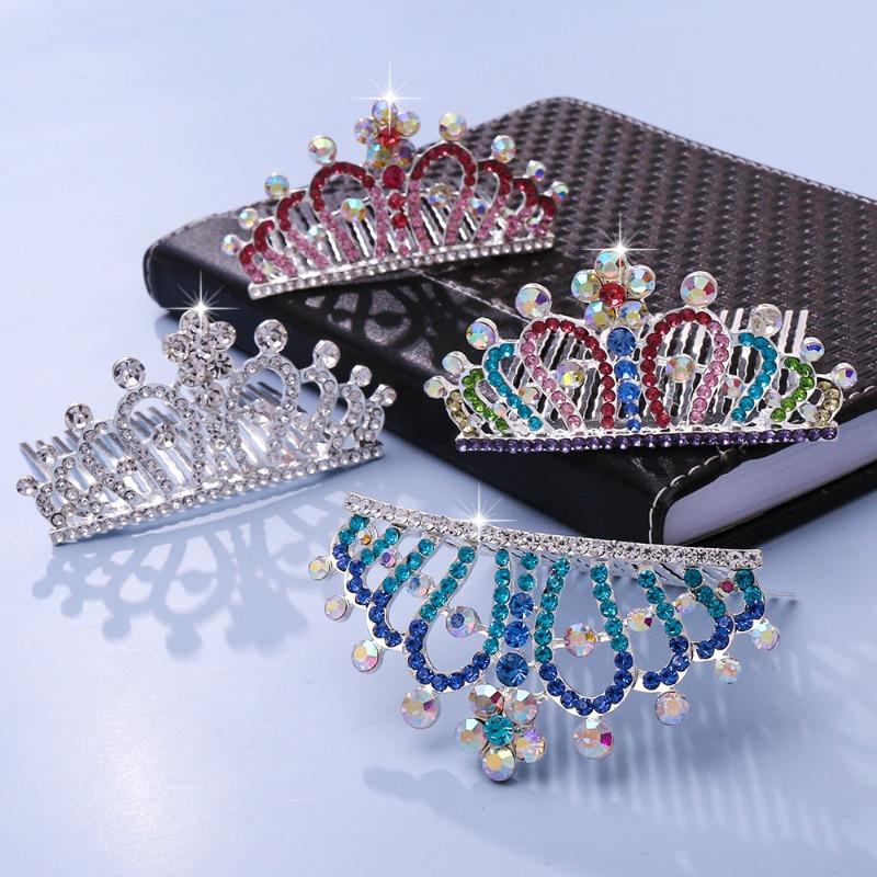Crown Tiara Children's Princess Rhinestone Crown Hair Comb, Little Girl Birthday Gift Baby Hair Accessories Comb Accessories