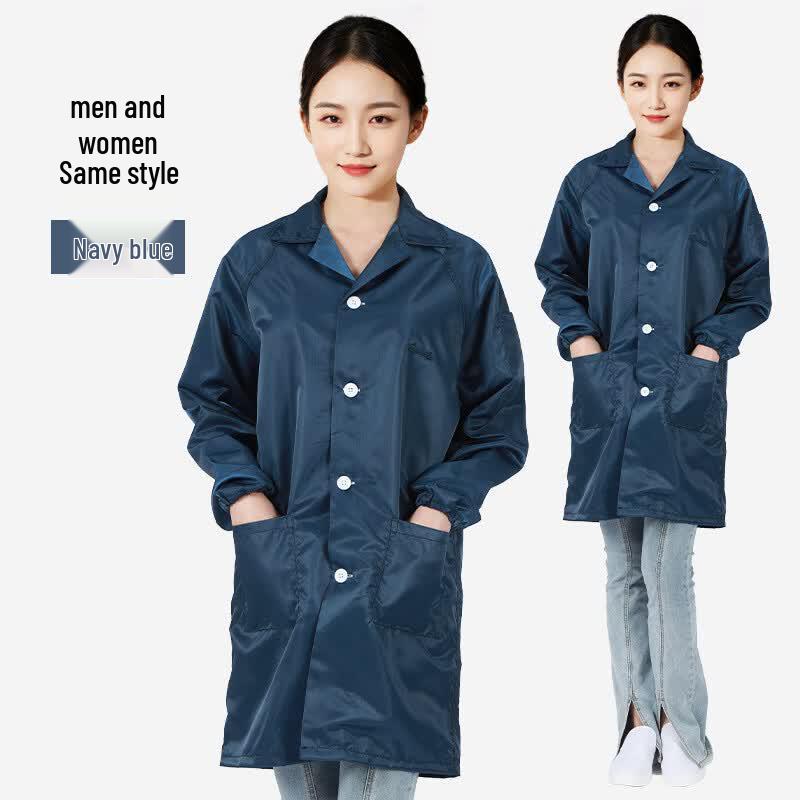 Unisex Lapel Button Work Smock
