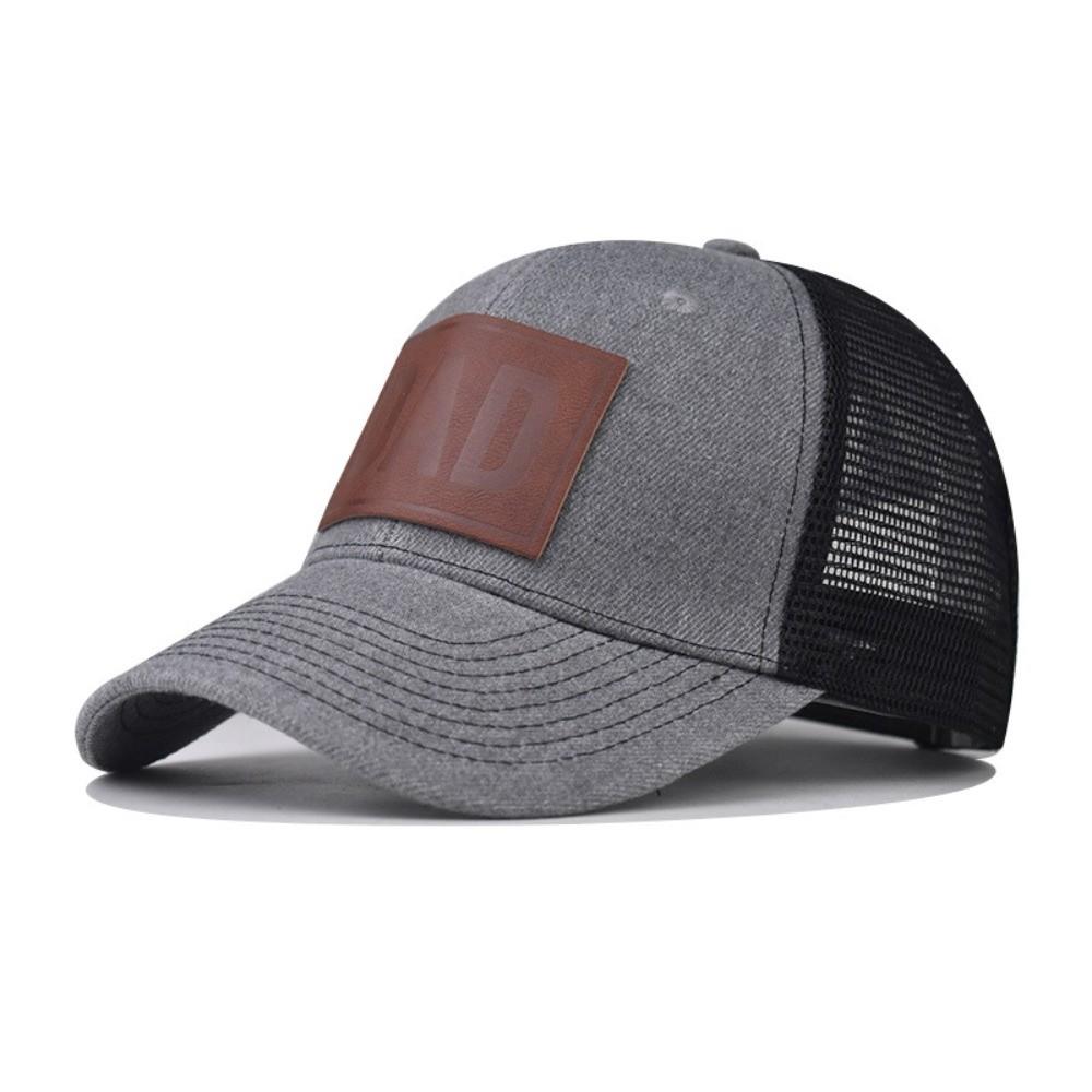 Curved Brim Mesh Trucker Hat DAD Leather Label Snapback Cap Casual Dad Hat Summer Outdoor