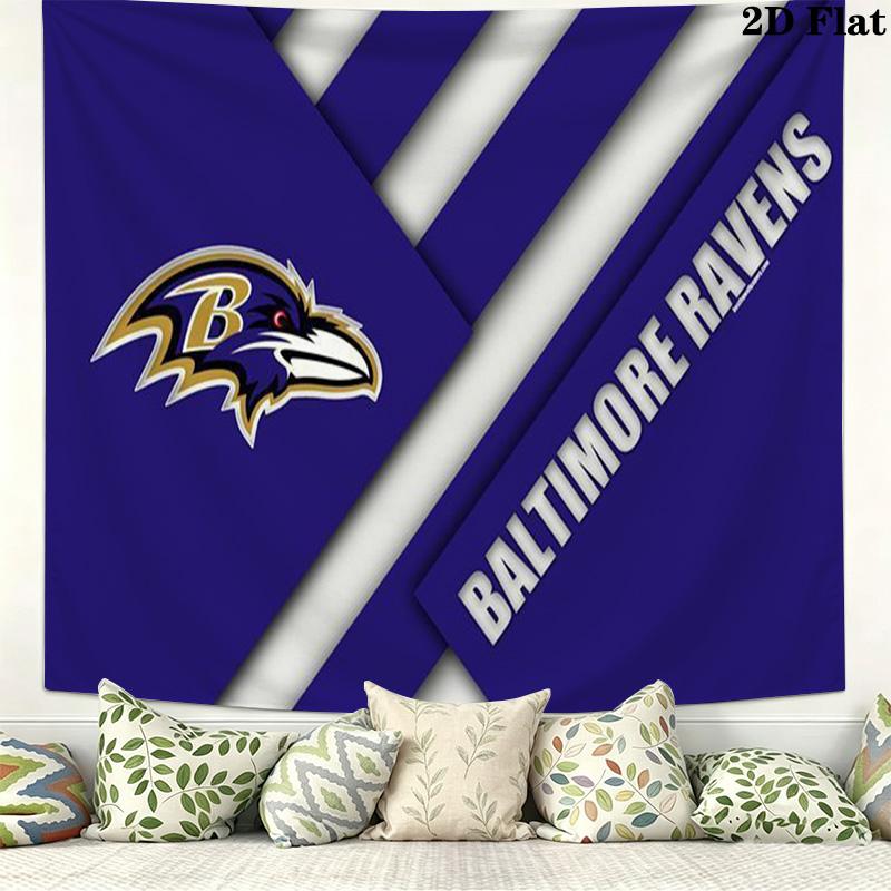 Baltimore Ravens Logo Wall Tapestry Aesthetic Wall Hanging Printed Fabric Blanket Decorative Tapestries for Bedroom Living Room Home Decor