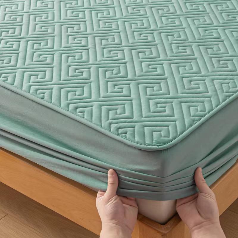 Vattentätt Kviltat Madrasskydd Rå Bomull Antibakteriellt Madrasskydd Skyddsöverdrag Anpassat Sängöverkast Ingår Ej Örngott