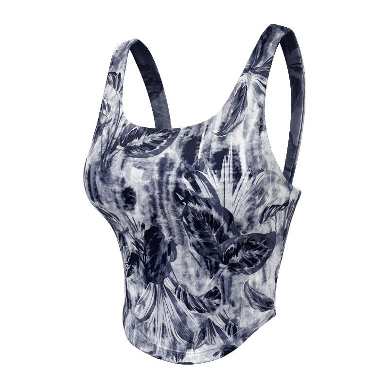 

Женская летняя майка для йоги со встроенным бюстгальтером - Дизайн с принтом для бега и тренировок Small