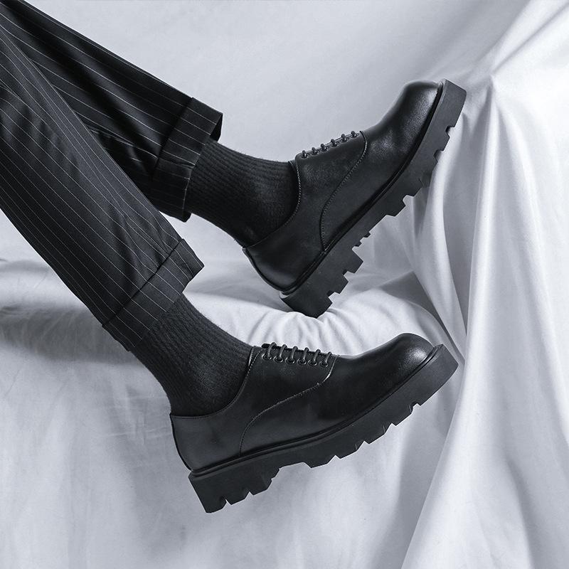 Большие размеры обуви новые низкие повседневные квадратные туфли из кожи 45 мужские — фото 3