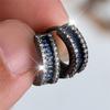 Cute Female White Blue Zircon Stone Round Hoop Earrings Fashion Female Silver Color Wedding Jewelry For Women