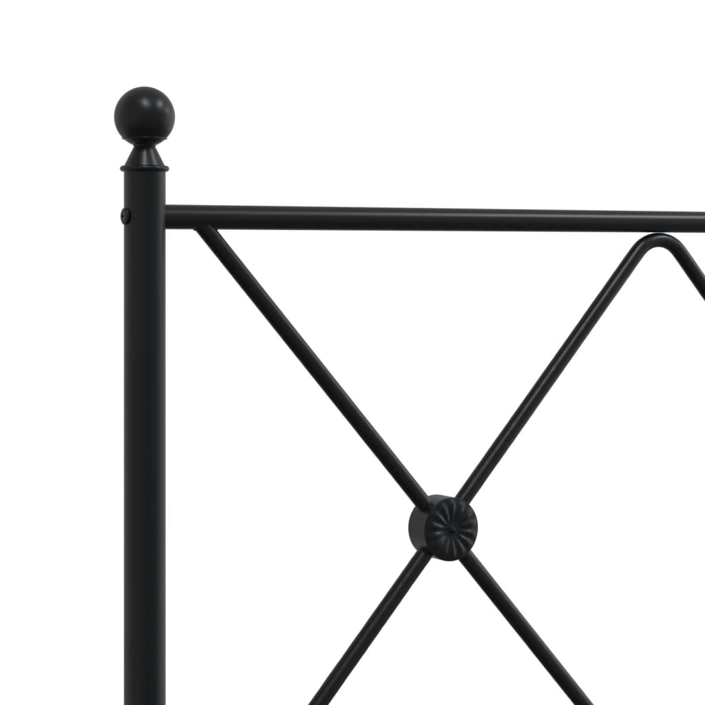 Metal Bed Frame with Headboard Black 200x200 Cm