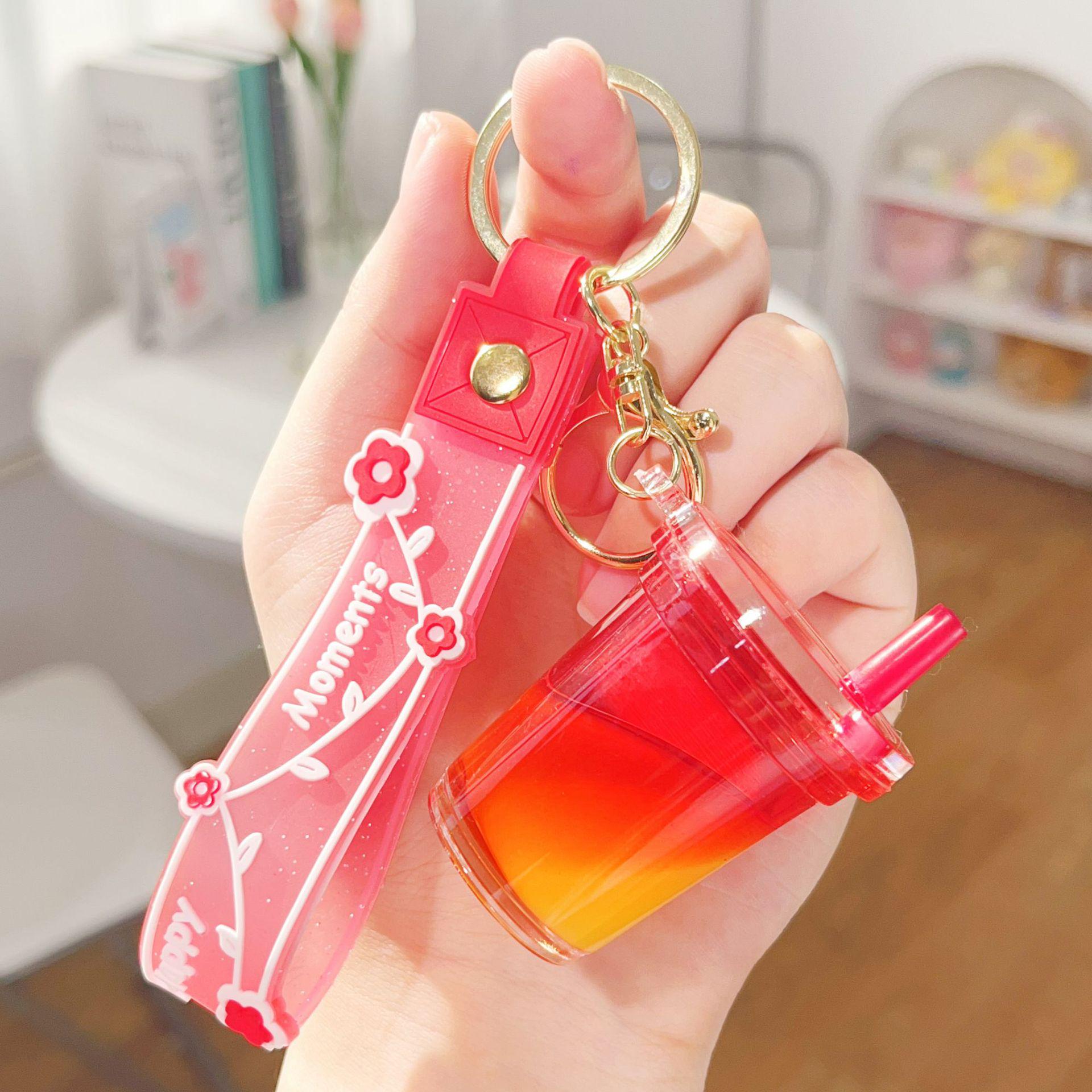 

Acrylic Milk Tea Keychain: Cute Coffee Cup Glitter Pendant Charm