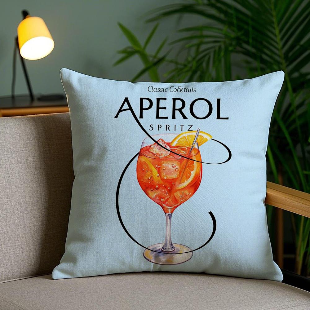 Federa per Cuscino Aperol Spritz Classico Morbido Peluche Corto Stampa Double-Sided Decorazione per la Casa Federa Lavabile in Lavatrice Regalo