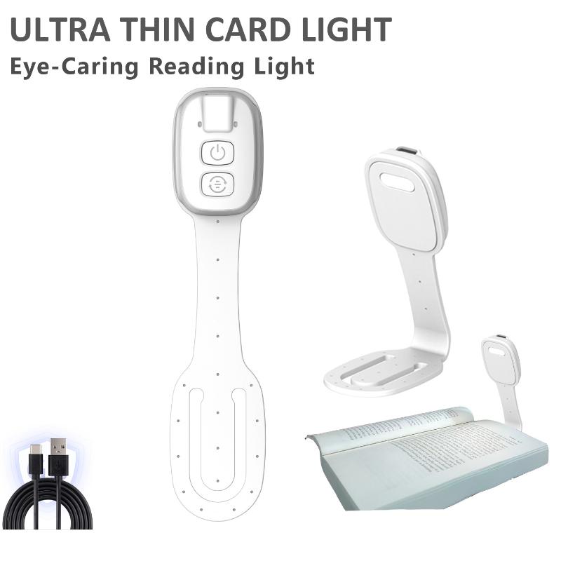 2-In-1 Clip-On Book Light Rechargeable Ultra-Thin Led Reading Light Eye-Caring Dimmable Brightness Mini Portable Travel Reading