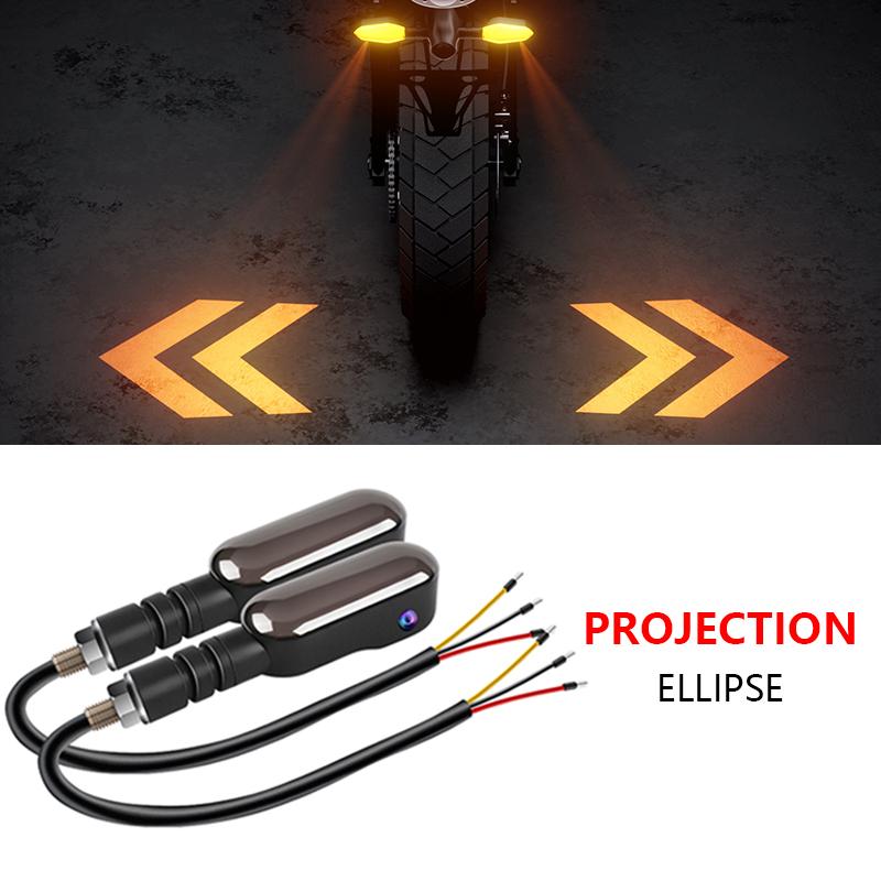 2Pcs Motorcycle Led Turn Signal Indicator Lights Color Projection Lamp Universal Led Moto Sequential Flowing Flash Running Light