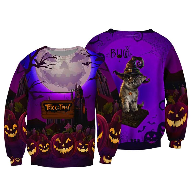 Autumn 3D Pumpkin Theme Printed Sweatshirts Fashionable Casual Sports Long Sleeved Men's Sweatshirts