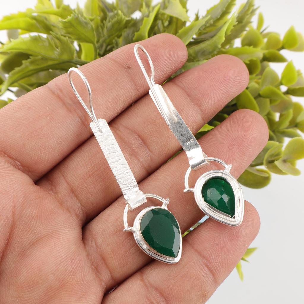 Green Onyx Earrings, 925 Sterling Silver Earrings Gemstone Jewelry, Handmade Earrings Amazing Jewelry, Gift For Her