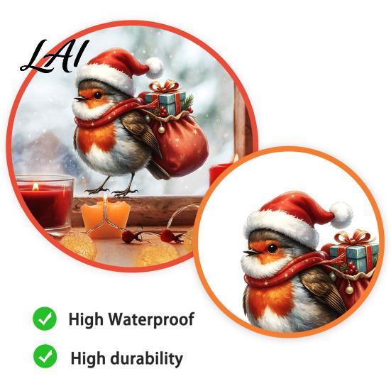 Decorative Window Film Christmas Bird Static Glass Sticker PVC Waterproof Decal for Holiday Home Winter Stickers Decoration Removable Cling Doors &