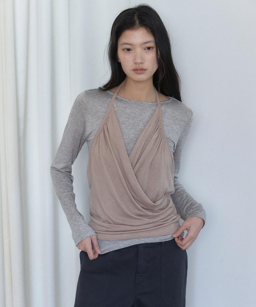 OURO [Yeoul Pick] Draped Halter Layered Set-Up