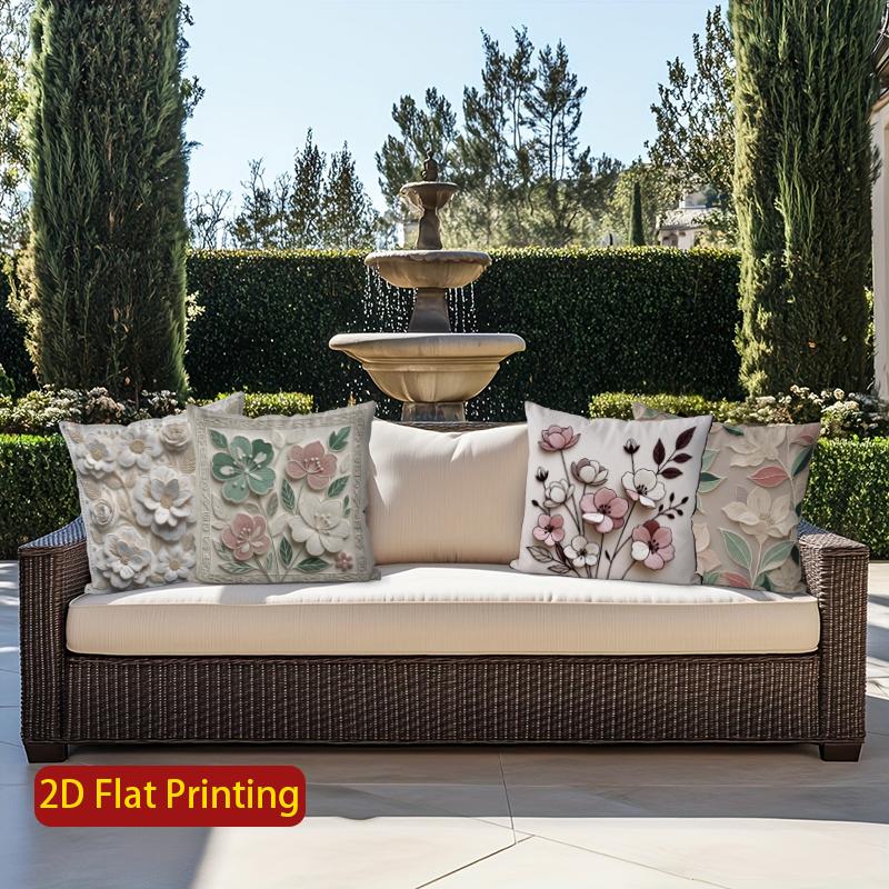 2D Floral Embossed Pattern Throw Pillow Covers Pattern Cushion Cover Suitable For Sofa Bedroom Car Pillow Cover