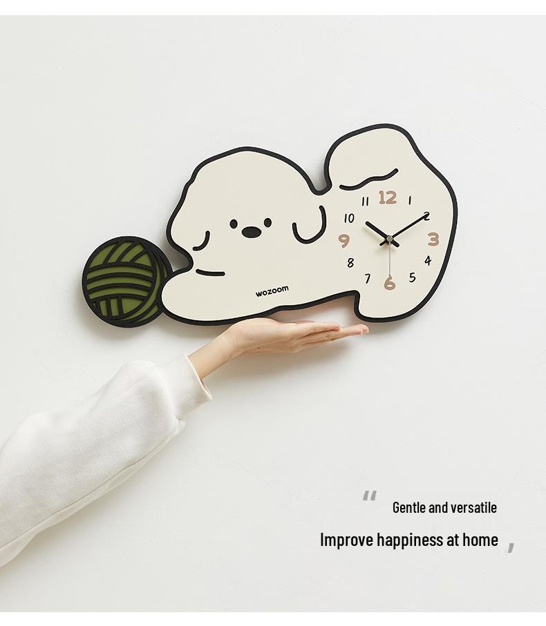 Wozoom Cute Dog Creative Wall Clock for Living Room or Dining Room