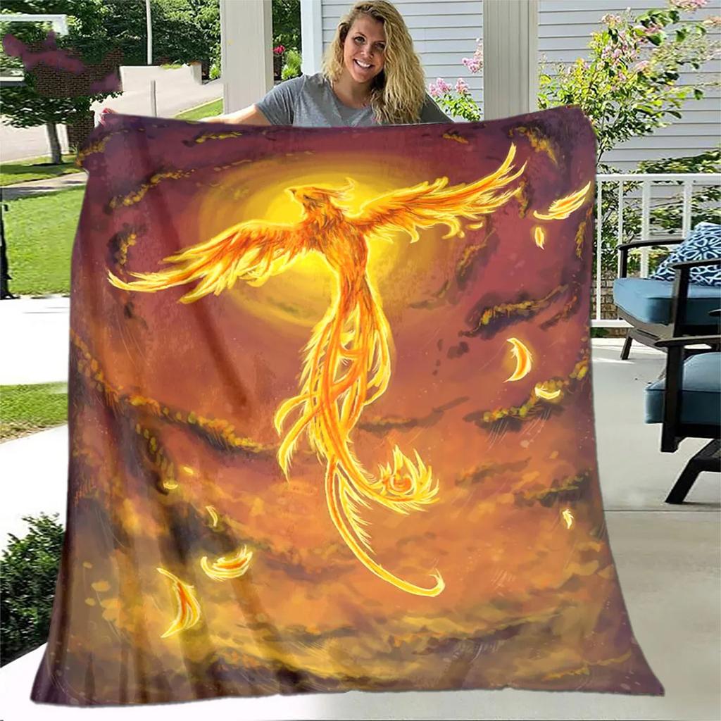 Inferno Phoenix Series digitalprinted polyester Bedroom velvet flannel cover blanket Fleece soft sofa cover blankets for beds