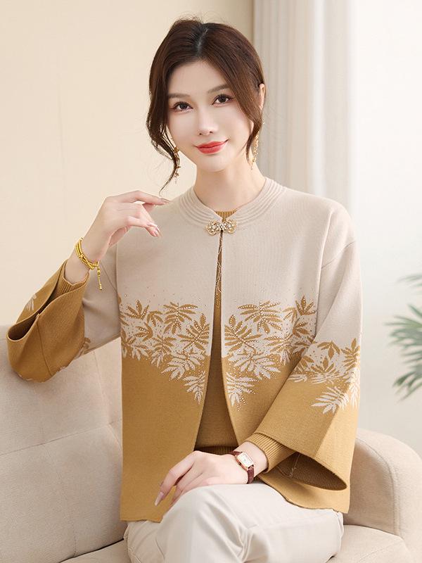 Mom's Autumn Knit Cardigan & Sweater Set - 2026 New Style for Middle-Aged & Elderly Women