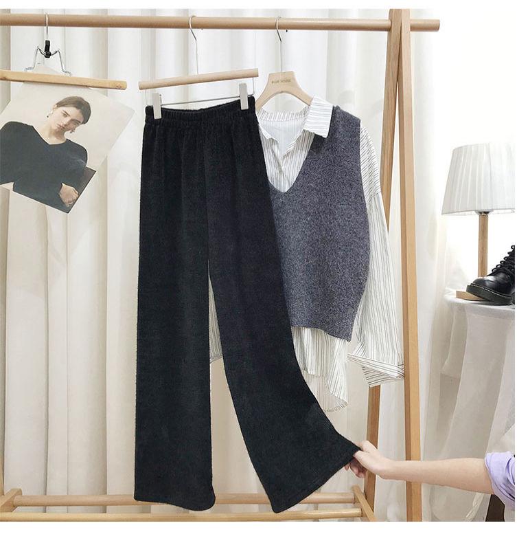 

Женские широкие брюки из норкового бархата - 145 см, повседневный свободный крой для осени/зимы XL (126-140 jin)