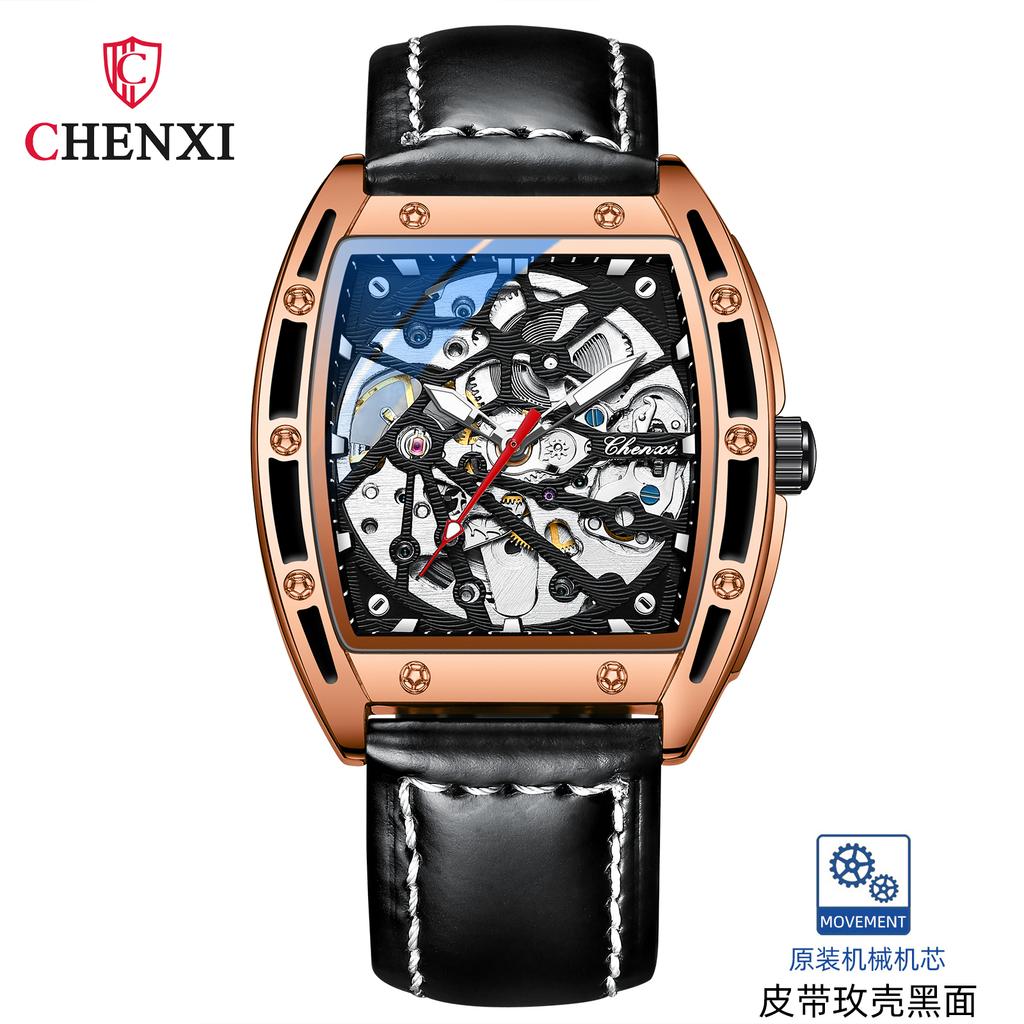 Stainless Steel Watch Case CHENXI Men Skeleton Japan Movement Watches Men's Bracelet Automatic Mechanical Male Wrist Watch