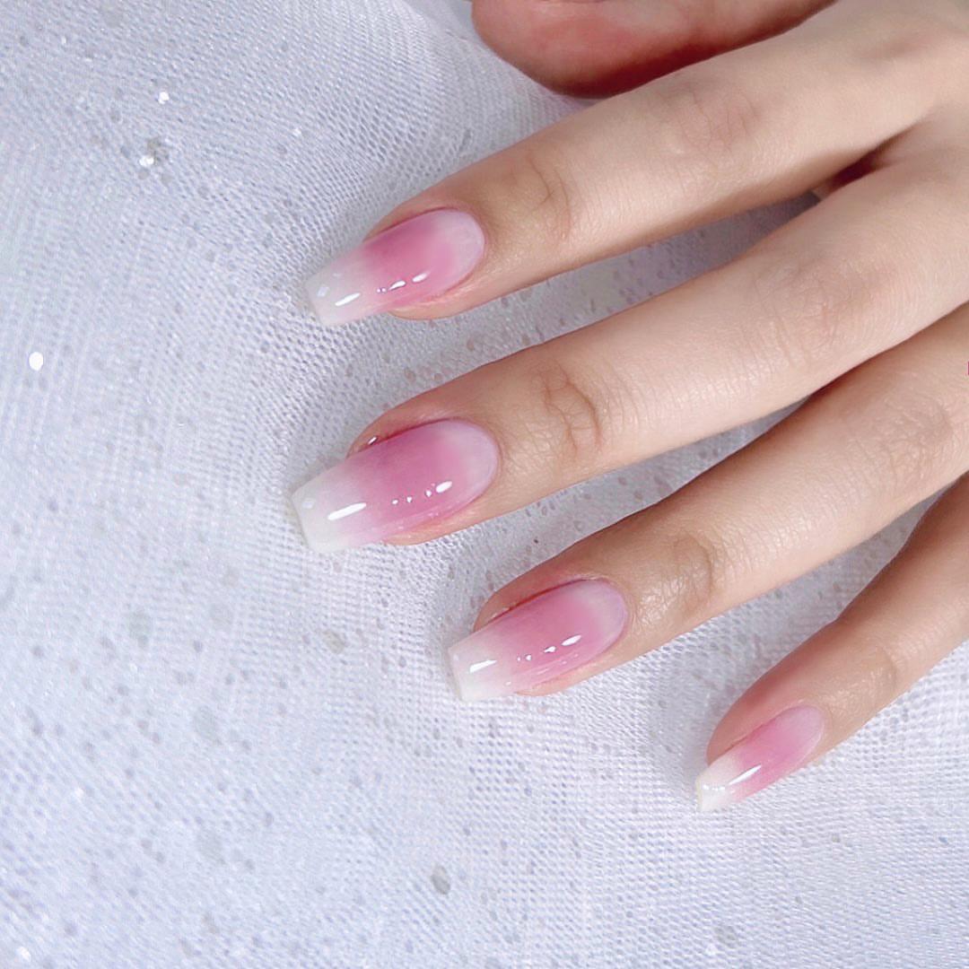 

Nail piece gradual change smudging detachable wear nail art medium and short fake nail finished nail piece