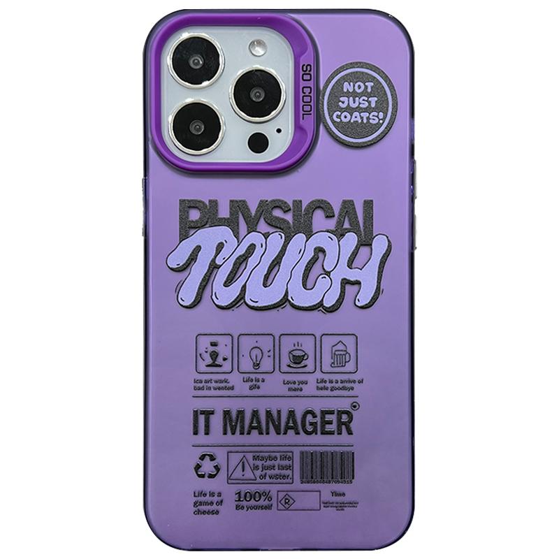 For iPhone 15 Pro Matte Case PC TPU English Tags Printed Phone Back Cover