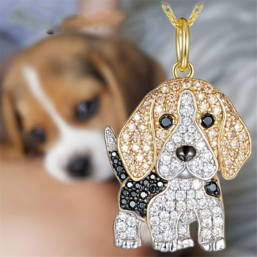 Rhinestone Beagle Pendant Shiba Inu Dog Necklace Jewelry Gift Pet Puppy Necklace Dog Lovers