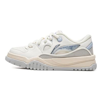 Li Ning Trendy Leap Skateboard Shoes Women's Low Top Champagne White/Cloud Blue AGCW166-2