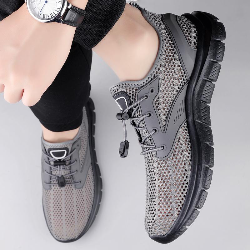 2025 Summer Hollow Out Breathable Soft Sole Shoes Mens Running Walking Mesh Shoes Breathable Male Commute Men's Tennis Footwear