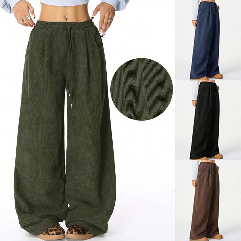 2026 New Lazy Style High Waist Casual Versatile Draped Drawstring Wide Leg Pants