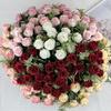 Artificial Rose Flower Multi-Heads Fake Rose Flower Bouquet with Stem for DIY Bridal Bouquet Wedding Party Table Centerpiece Home Decor