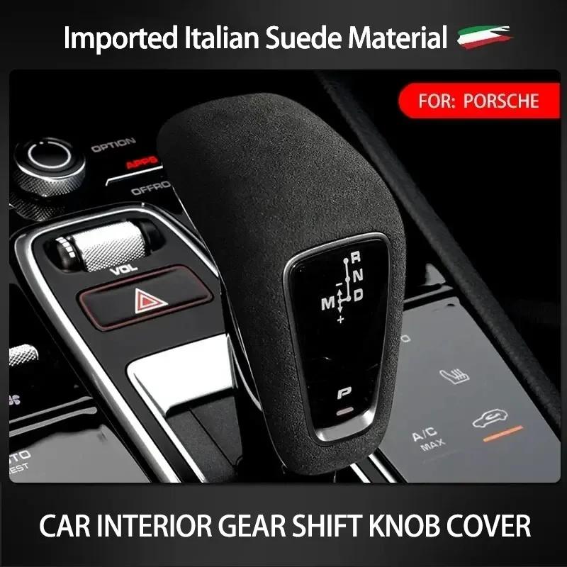 Car Interior Suede Gear Shifter Knob Cover Transmission Handle Lever Trim For Porsche Cayenne 2018