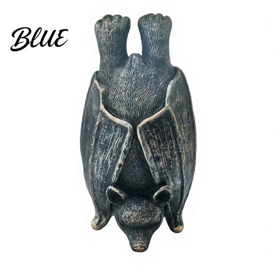 Waterproof Statue Halloween Bat Figurine Resin Hanging Sculpture Gothic Upside Outdoor Tree Ornament Down for Garden Yard Decor Realistic